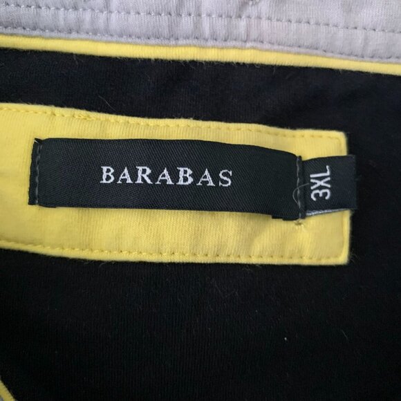 Barabas Short Sleeve Polo Shirt L Black Paint Splatter Tree Branch Buttons Knit - Picture 7 of 7